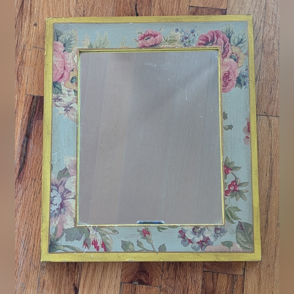 12x14 Vintage Floral Hanging Decoupage Wall Mirror